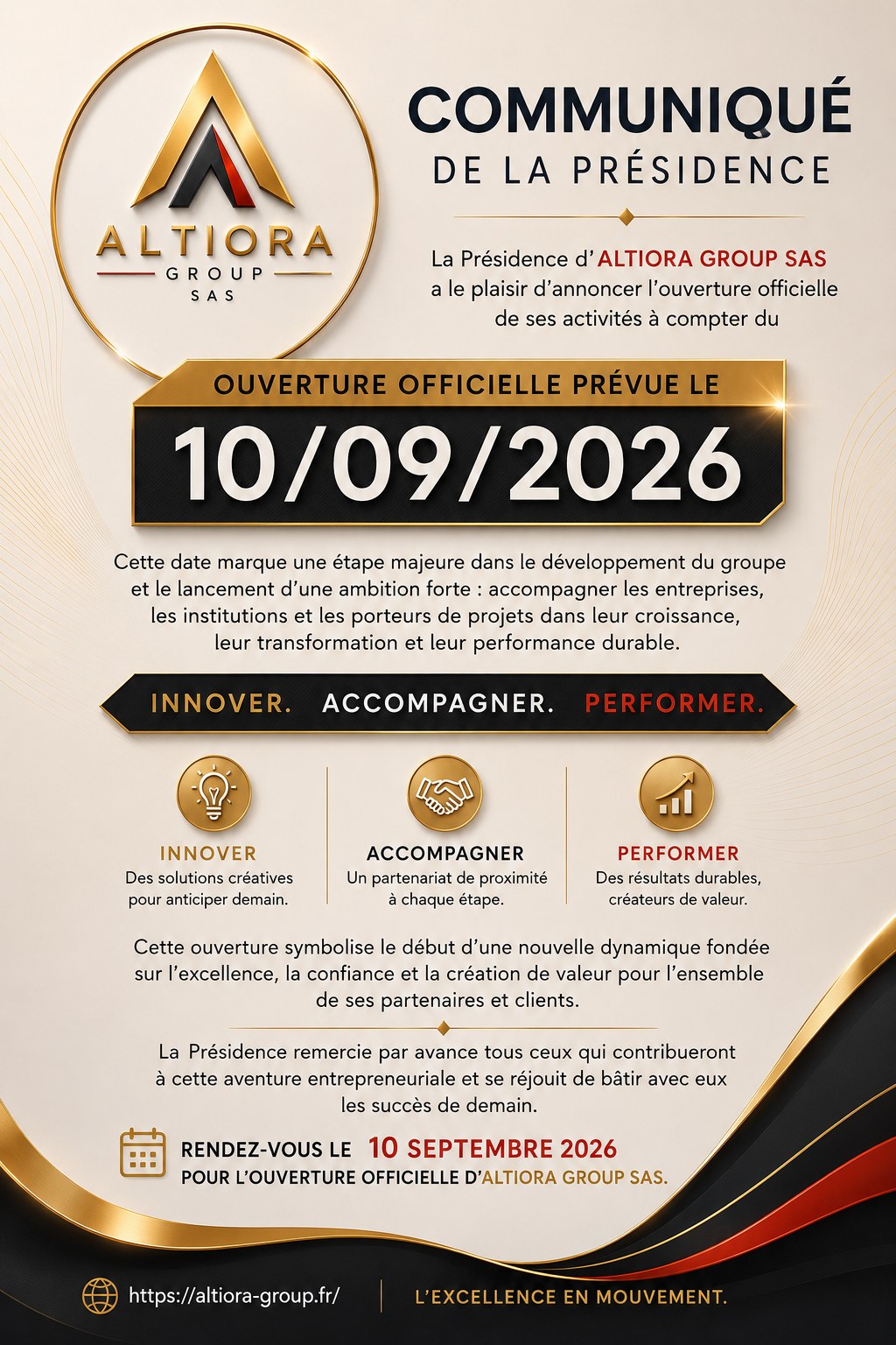 Communiqué de la Présidence — Ouverture officielle le 19/07/2026